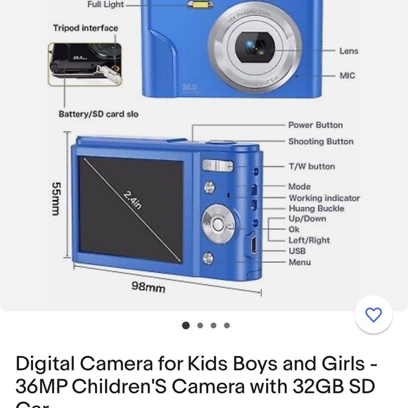 Digital Camera for Kids Boys and Girls - 36MP Children'S Camera with 32G… - Picture 4 of 9